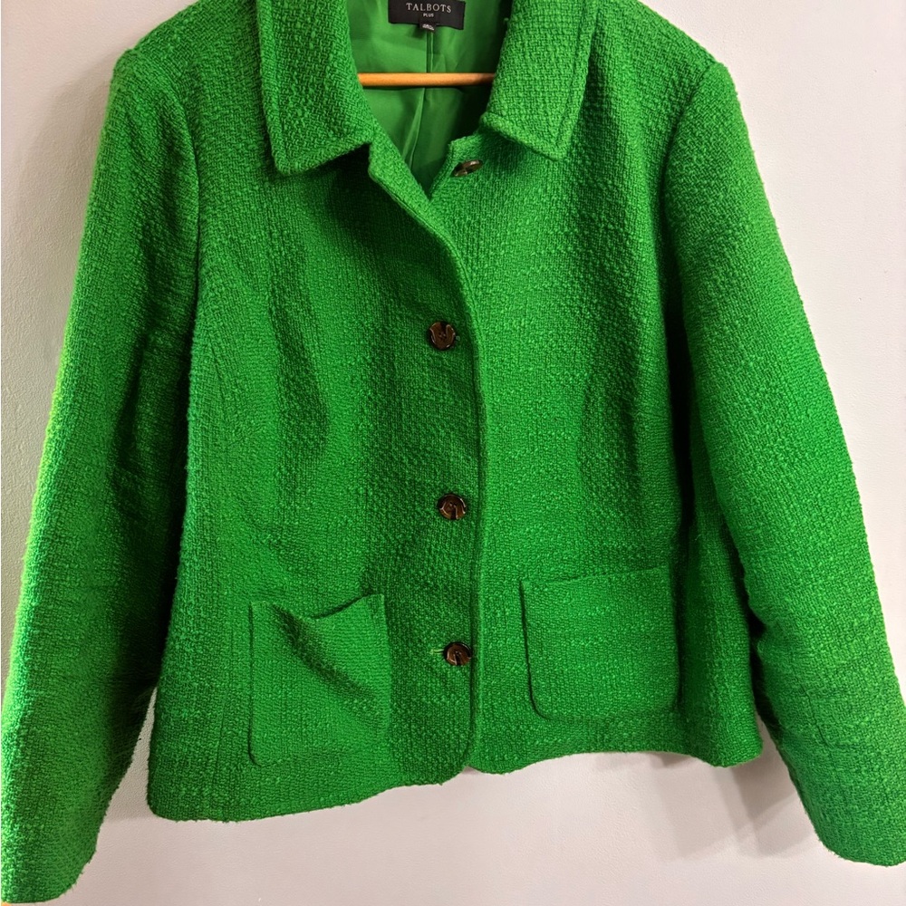 Talbots Vibrant Green Textured Blazer